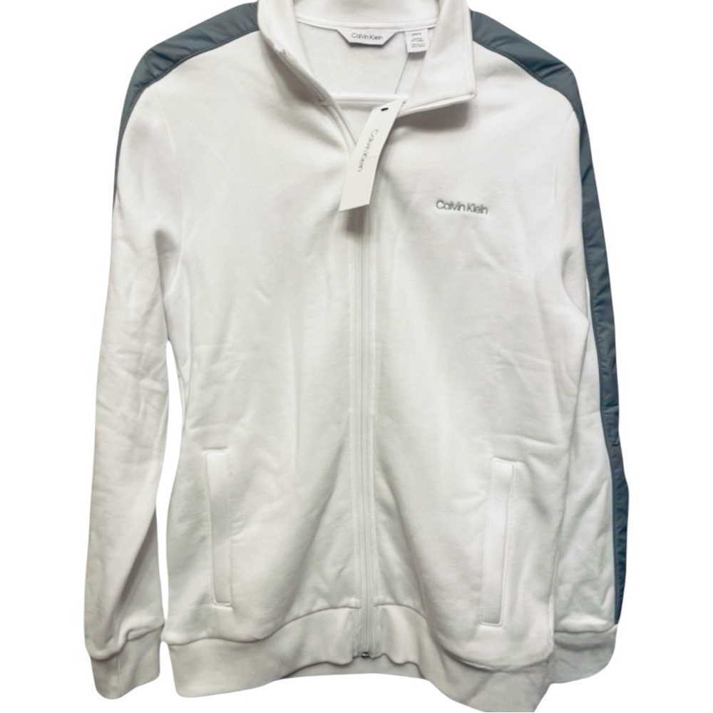 Calvin Klein Zip Up Jacket SM calvin klein ZipUp w/ Front Pockets WHITE & Gray